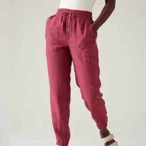 Athleta Retreat Linen Joggers Size 12 (NEVER WORN!) - Coffee Berry